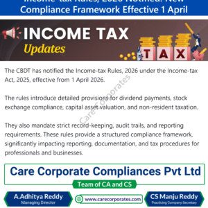 Income-tax Rules, 2026 Notified: New Compliance Framework Effective 1 April, 2026